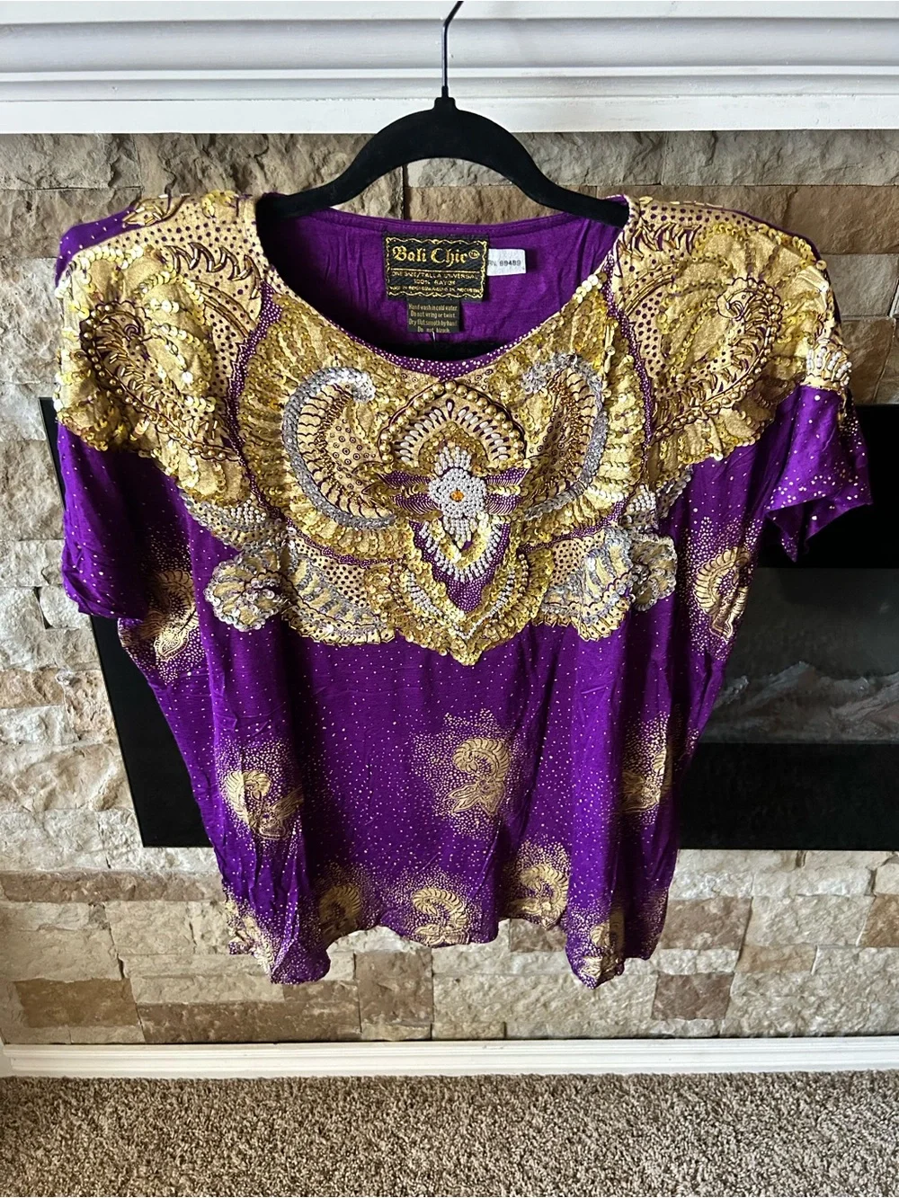 80s Retro VTG Middle Eastern Embroidered Purple Short Set Gold Accents
